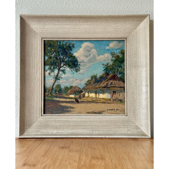Mátyás Vitez Original Oil Painting of Primitive Cottage Scene